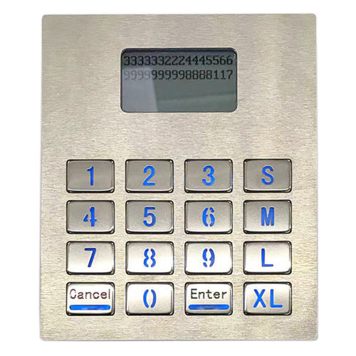 Clavier numérique affichage LCD - KY-3088LP-12864-B - Shenzhen KEYU Co., Ltd  - 16 touches / encastrable / en inox brossé