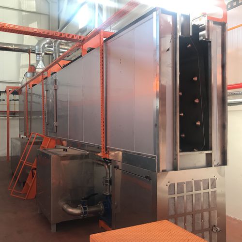 Ligne de lavage par aspersion - İSTANBUL ELECTROSTATICS - en inox / avec convoyeur