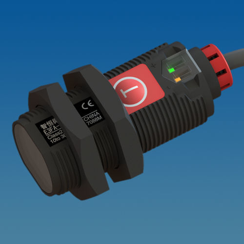 Détecteur photoélectrique rétro-réfléchissant - E3TA-B500 - Intellisense Microelectronics - cylindrique / lumière rouge / pour matériau transparent