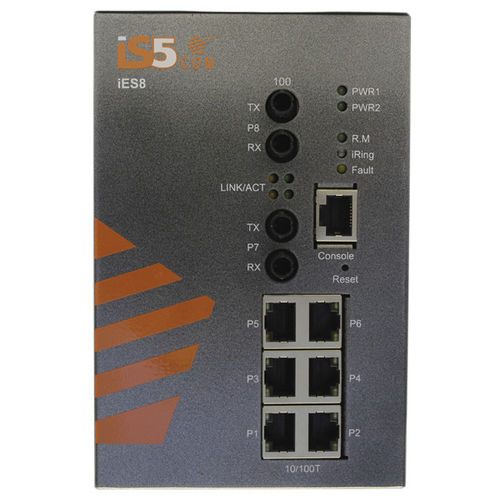 Commutateur Ethernet administrable - iES8-S - iS5 Communications - 8 ports / sur rail DIN / pour montage sur panneau