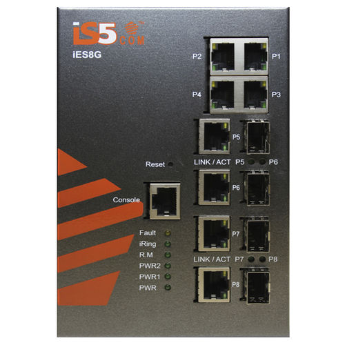 Commutateur Ethernet administrable - iES8G - iS5 Communications - 8 ports / Gigabit Ethernet / sur rail DIN