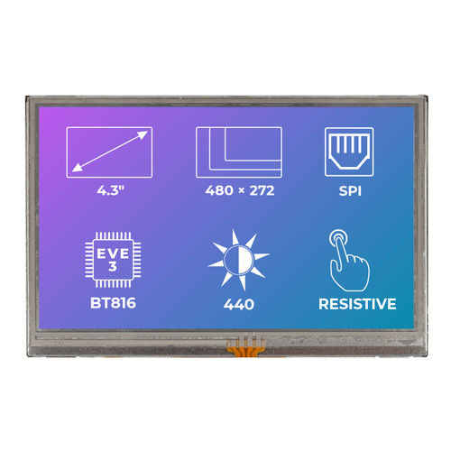 Module d'affichage TFT - RiTFT-43-RES - Riverdi - à écran tactile résistif / 480 x 272 / industriel
