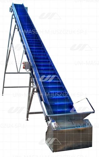 Convoyeur à tasseaux - Uni-Masz H.M. Juszczuk Sp.j. - incliné / pour ascenseur / pour l'industrie agroalimentaire