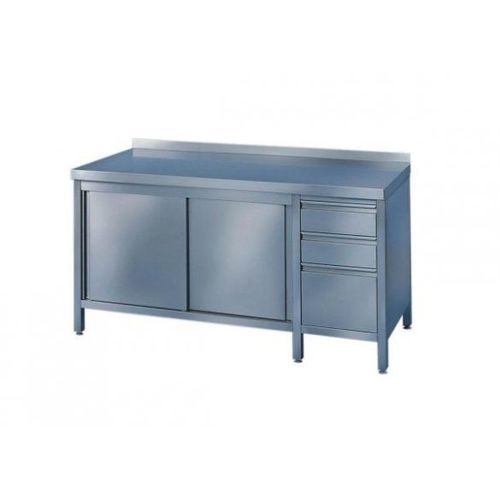 Établi en inox - 30000006 series - AGK Kronawitter - à 3 tiroirs / à double porte / avec armoire