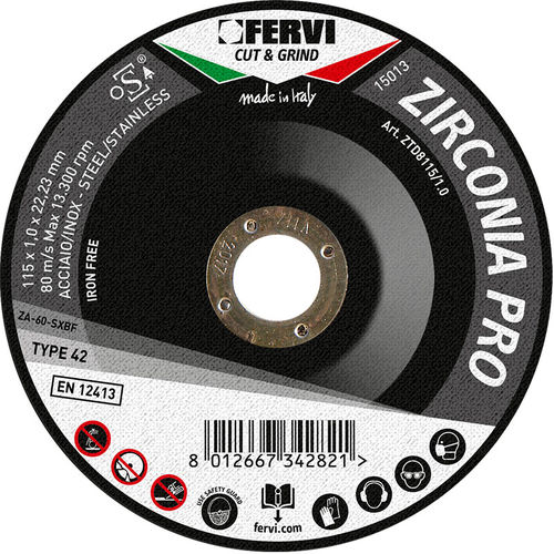 Disque à tronçonner pour acier inoxydable - ZTD8115/1.0 - FERVI - en zircone
