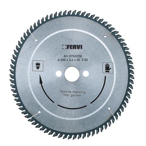 Lame de scie circulaire - 0762/190 - FERVI - au carbure / pour aluminium / plastique