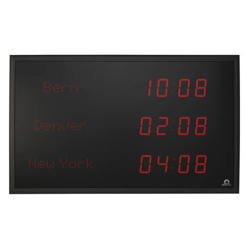Horloge avec fuseau horaire - TZI series - MOBATIME Swiss Time Systems - numérique / à LED / d'intérieur