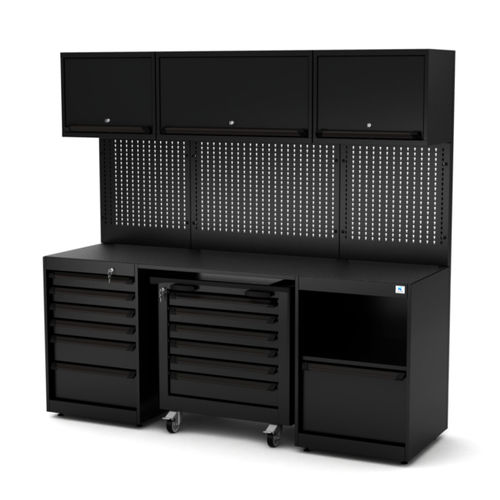 Établi en métal - WB-C211P - RO & Co. S.p.A. Keen Space - pour atelier / à 6 tiroirs / avec panneau porte-outils