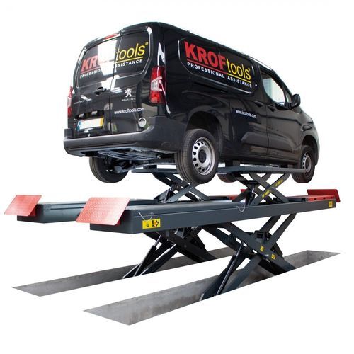 Pont élévateur à doubles ciseaux - 9824 - KROFtools Professional Tools - 3,5 tonnes / électrohydraulique / pour voiture