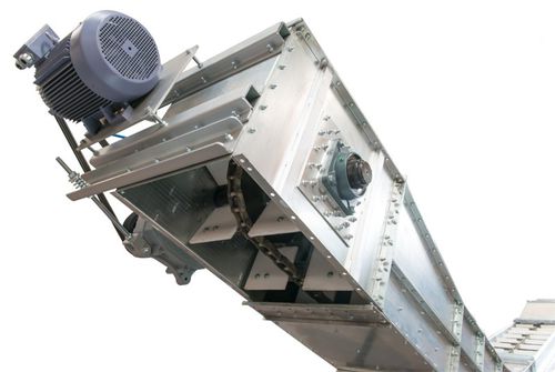 Convoyeur à chaînes - YE series - Mysilo - incliné / pour granules / pour l'industrie agroalimentaire