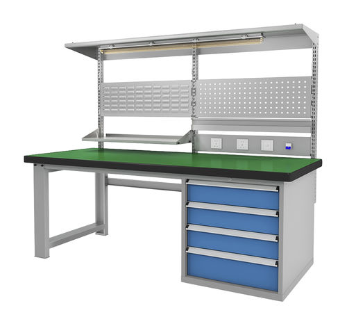 Établi en acier - FZ-1041 - ChengDu SanJi Technology Co.,LTD - à 4 tiroirs / à compartiments / avec panneau porte-outils