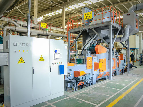 Grenailleuse de précontrainte à convoyeur à rouleaux - MTR-1085P37-2 - MAYFLAY Machinery (Huizhou) Co., Ltd. - à turbine / pour métal / de tôles