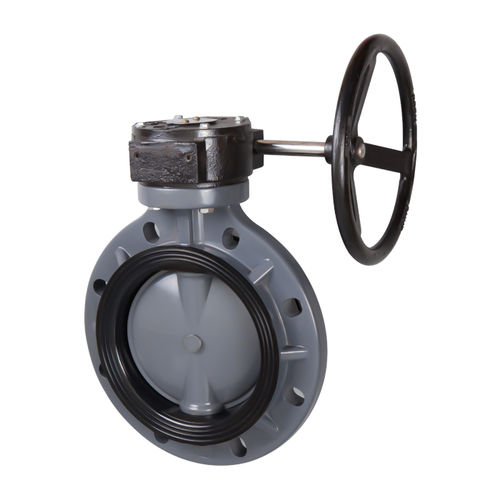 Vanne papillon - Ningbo Baodi Plastic Valve Co., Ltd. - avec volant / pour produits chimiques / à bride