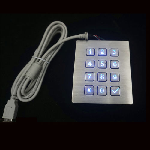 Clavier numérique rétroéclairé - MKA-34-NL-V1 - MATE TECHNOLOGY SHENZHEN LIMITED - 12 touches / encastrable / en inox