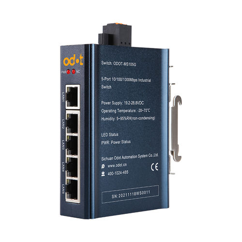Commutateur Ethernet non administrable - ODOT-MS105G - ODOT Automation - 5 ports / sur rail DIN / RJ45
