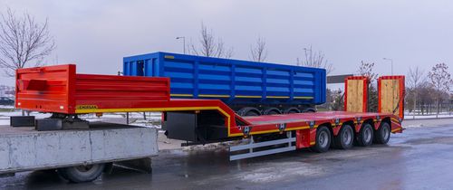 Semi-remorque porte-engin - Emirsan Trailer - à suspension pneumatique / extra-surbaissée / de chantier