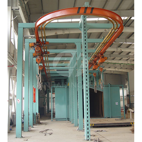 Grenailleuse à convoyeur aérien - Q38/48 - Qingdao Binhai Jincheng Foundry Machinery Co., Ltd. - pour vérin / pour jantes / pour ressorts