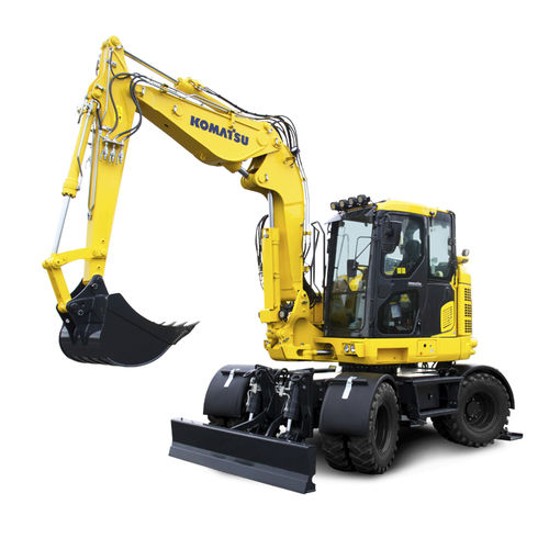 Pelleteuse midi - PW118MR-11 - Komatsu Europe - sur pneus / diesel / pour chantier de construction