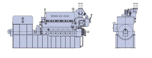 Moteur diesel - Bergen B32:40 - Rolls Royce - à 6 cylindres