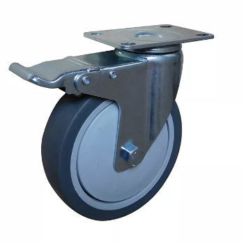 Roulette fixe - 310PS-125032B-52P - Taizhou Wanda Casters & Hardware Mfg. Co., Ltd. - à platine / avec frein / en caoutchouc