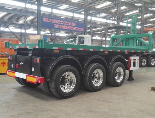 Semi-remorque porte-conteneur - Shandong Liangshan Huayu Group Auto Manufactory Co., Ltd. - benne / à plateau / à 3 essieux