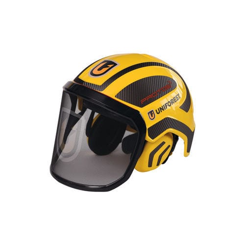 Casque forestier - Protos - UNIFOREST D.O.O. - jaune / noir / avec visière