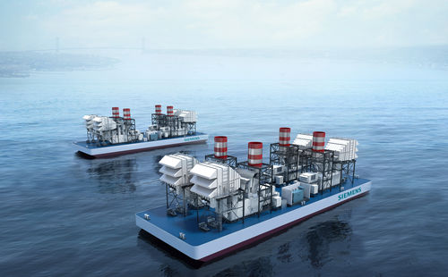Centrale électrique à turbine - Siemens Energy - Power and heat generation - flottante