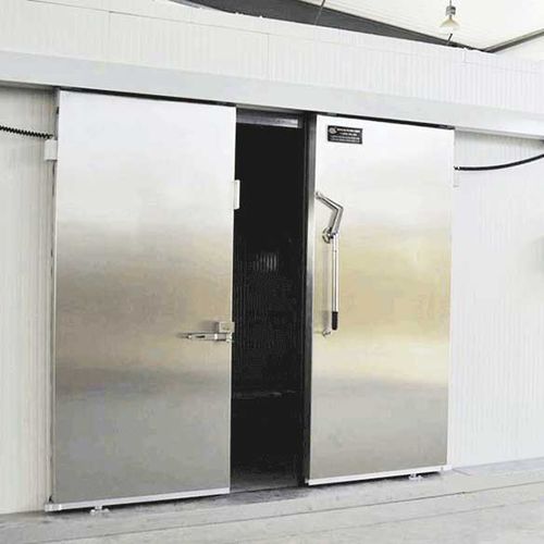 Porte pour chambre froide - YUOU (LUOYANG) DOORS AND WINDOWS TECHNOLOGY CO., LTD. - coulissante / en acier inoxydable / en acier galvanisé