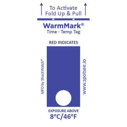 Étiquette de surveillance temps-température - WarmMark - SpotSee - d'expédition / adhésive / pour produits chimiques