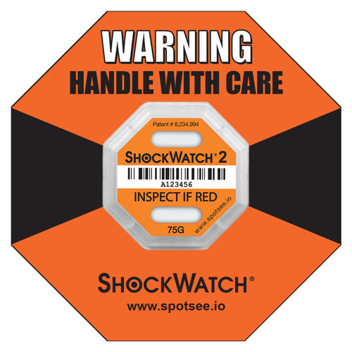 Étiquette pour la détection de choc et basculement - ShockWatch 2 - SpotSee - infalsifiable / d'expédition / pour appareil médical
