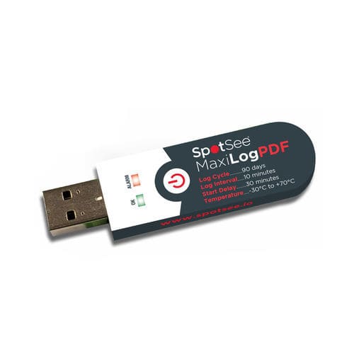 Data logger de température - MaxiLog PDF - SpotSee - USB / pour chaîne du froid / alimenté par batterie