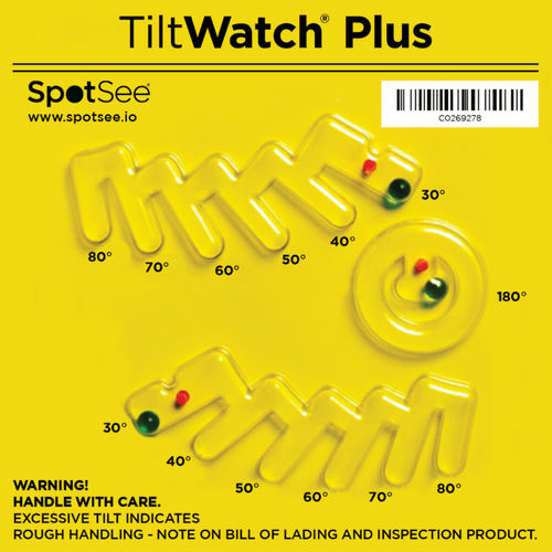 Indicateur d'inclinaison - TiltWatch® Plus  - SpotSee - étiquette / facile à installer / irréversible