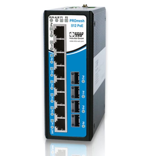 Commutateur Ethernet PoE - PROmesh B12-PoE - Indu-Sol GmbH - administrable / 8 ports / sur rail DIN