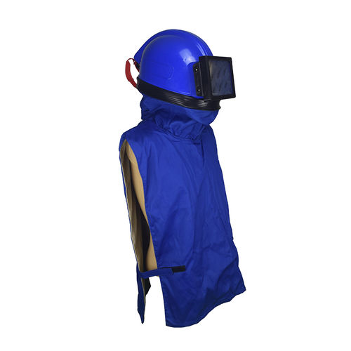 Casque de sableur - TB-SH3 - Tongbao Surface Processing Equipment - ABS / bleu / avec lunettes de protection
