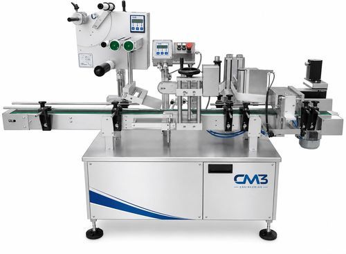 Machine d'étiquetage pour bouteilles - CM3 ENGINEERING SRL - pour bocaux / pour applications sur le dessus / pour l'industrie agroalimentaire