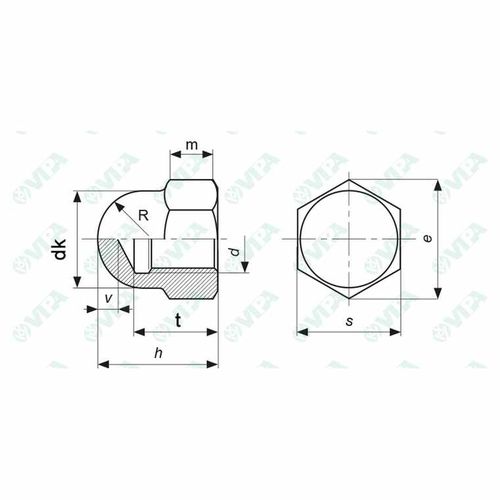 Écrou hexagonal - 80566892  - VIPA spa - borgne / en laiton