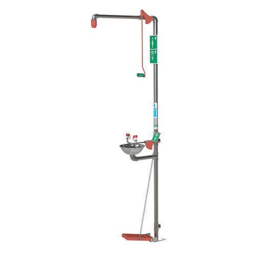Douche de sécurité sur pied - 18G85GD - Justrite Safety Group - d'intérieur / avec douche oculaire/faciale
