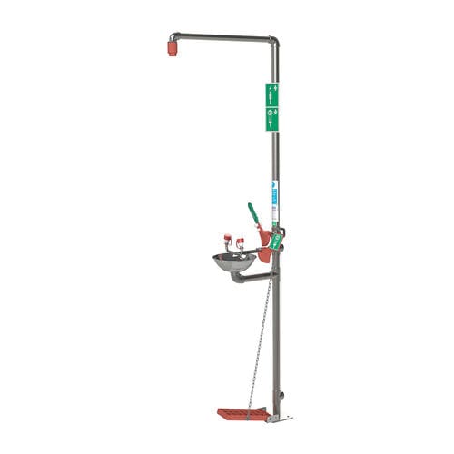 Douche de sécurité sur pied - EXP-SD-18GS/85G(D) - Justrite Safety Group - d'extérieur / avec douche oculaire/faciale / autonome