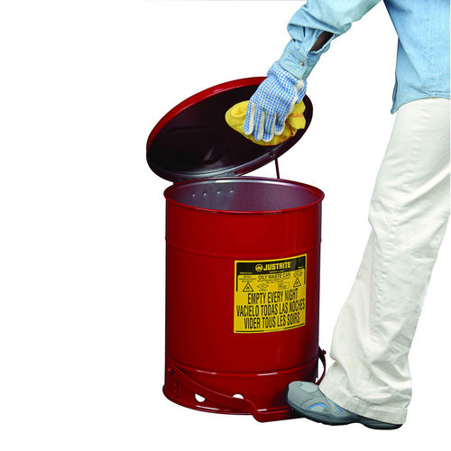 Conteneur à déchets en acier galvanisé - 900-RD - Justrite Safety Group - pour déchets dangereux / pour huile usagée / avec couvercle rond