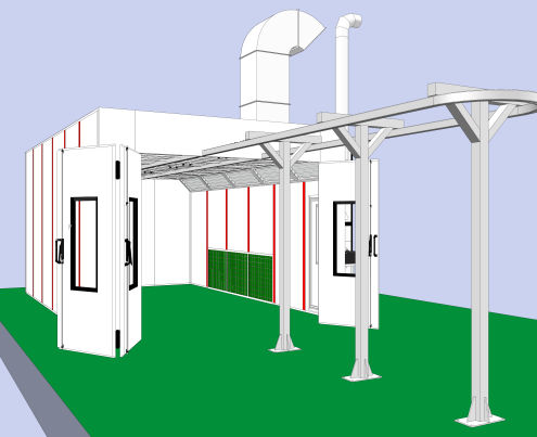 Cabine de peinture fermée - Evolutive C7+ - Mecatelier - pour poids lourds / à filtre / sur mesure