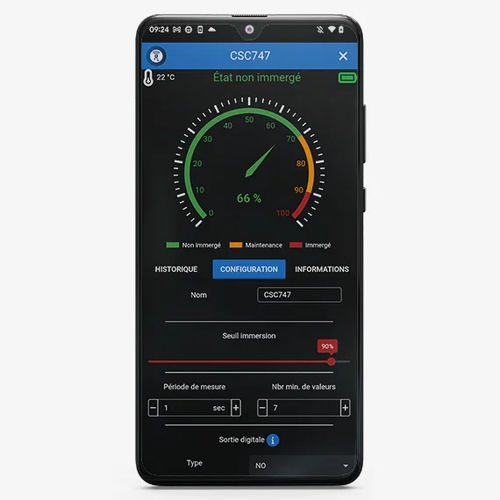 Application mobile de commande - OVERFLOW - IJINUS - configuration / d'exportation de données / pour débitmètre