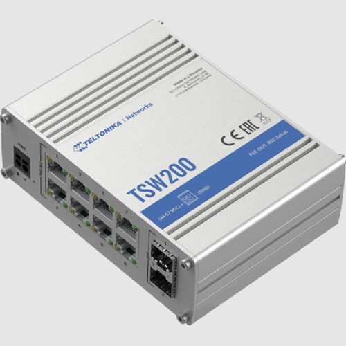 Commutateur Ethernet non administrable - TSW200 - Teltonika Networks - 8 ports / Gigabit Ethernet / sur rail DIN