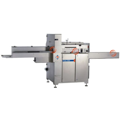 Coupeuse à pain industrielle à disque - ROTEC 2000 - Rego Herlitzius GmbH - avec convoyeur à bande