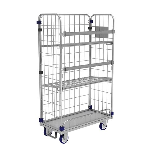 Roll-conteneur pour textiles - KM 9346-1.61 - Samarit CZ s.r.o. - à étagères / en maille métallique / avec base en plastique