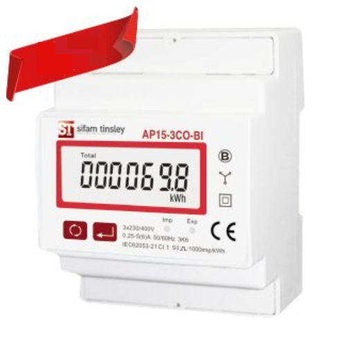 Compteur d'énergie électrique triphasé - AP15-3CO-BI - Sifam Tinsley - sur rail DIN / numérique
