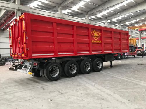 Semi-remorque benne - SCORPION TRAILER - à suspension pneumatique / à 4 essieux / tractée