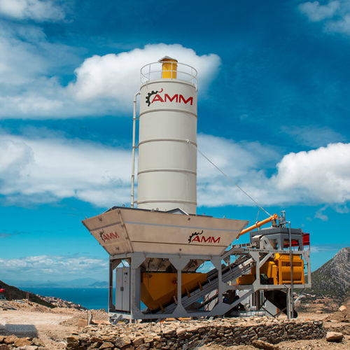 Centrale à béton stationnaire - EASYMIX 30 - ATLANTIC Machinery Manufacturing (AMM) - compacte / à 2 axes / avec convoyeur à bande
