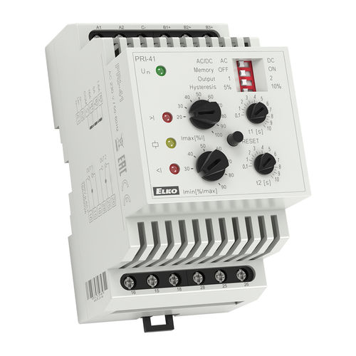 Relais de surveillance de courant - PRI-41 - ELKO - 2NO/NF / AC/DC / ajustable