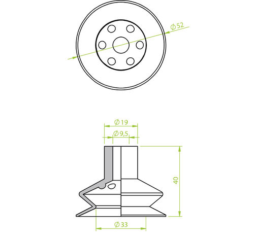Ventouse à soufflet - 210.052.125.V - Morali GmbH - en vinyle