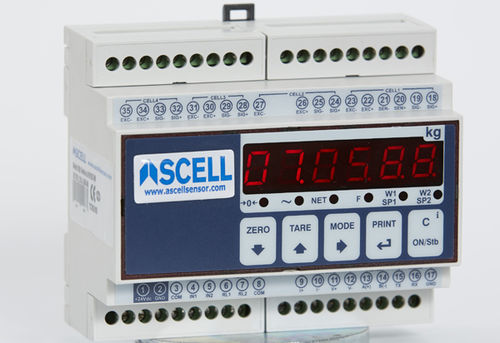Indicateur de pesage affichage à LED - I700DIN - Ascell Sensor,S.L. - sur rail DIN / étanche / IP54